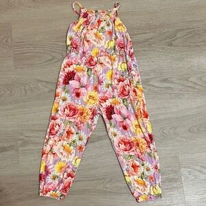 Floral Jumpsuit with Pink and Yellow Flowers